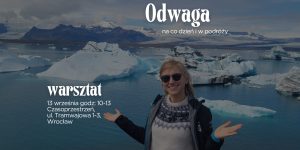 plakat wydarzenia. kobieta na lodowcu